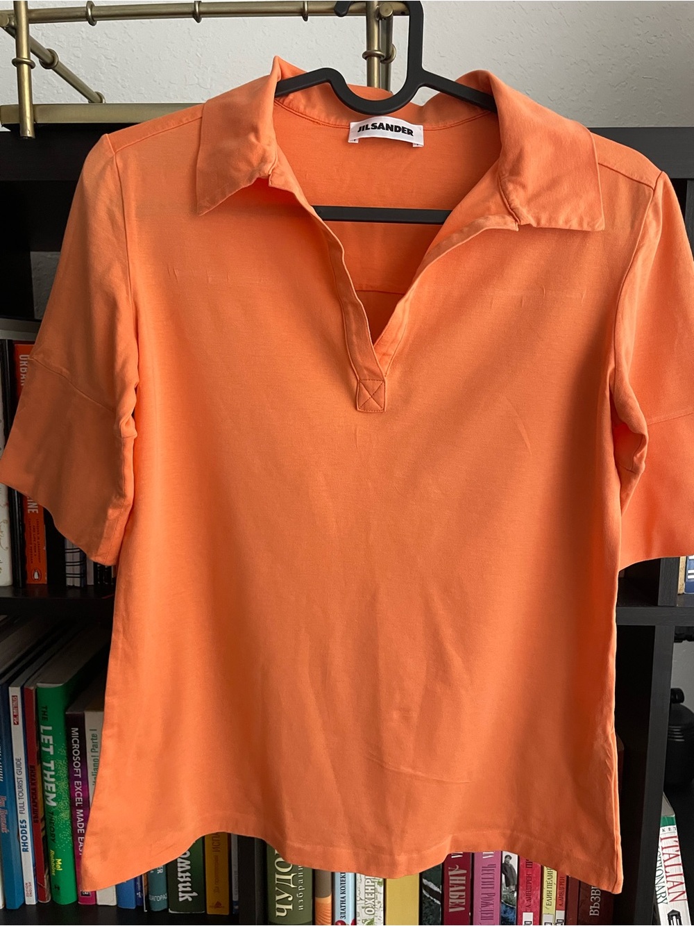 Jil Sander Bright Orange Short Sleeve Polo Top